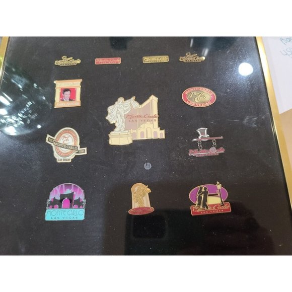 Monte Carlo Casino Pins Vintage In Frame lot of 12 pins
